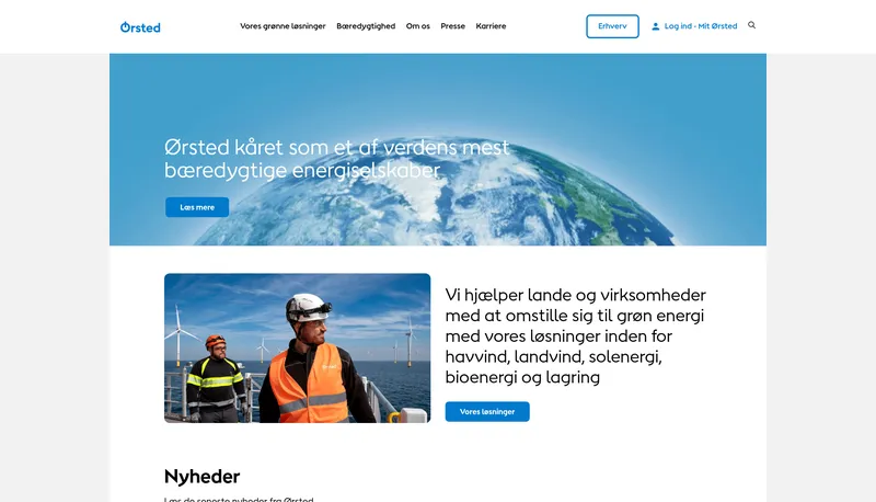 Ørsted hjemmeside 2026