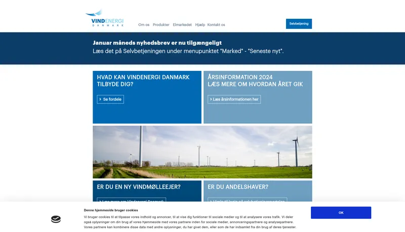 Vindenergi Danmark hjemmeside 2026